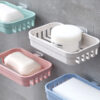 Wall-Mounted Double-Layer Soap Holder With Box Drain Sponge Holder