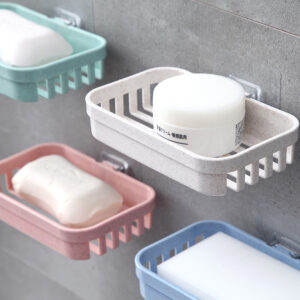 Wall-Mounted Double-Layer Soap Holder With Box Drain Sponge Holder
